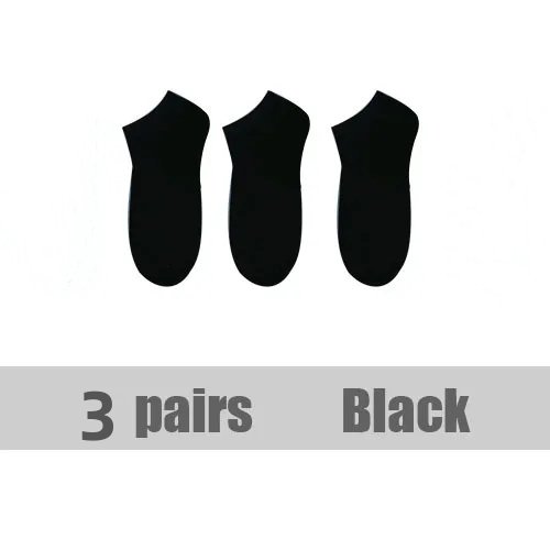 ถุงเท้ากีฬา ผ้าฝ้าย ระบายอากาศได้ดี สีขาว สีดํา 3 คู่ สีดำ